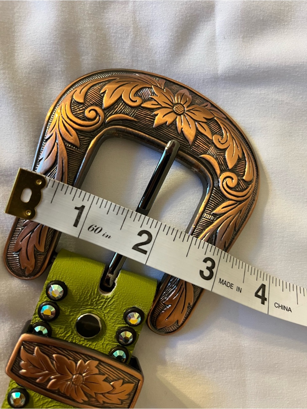 Kippys Lime Green Studded Western Crystal Belt - Picture 11 of 16